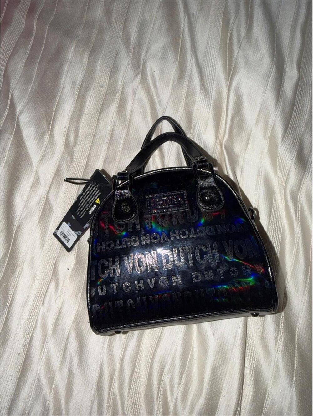 Von Dutch Originals Black iridescent￼Patent Mini Bag Top Handle